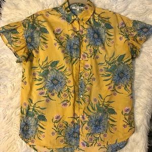 Madewell Floral Yellow Button-Up Women's Top
